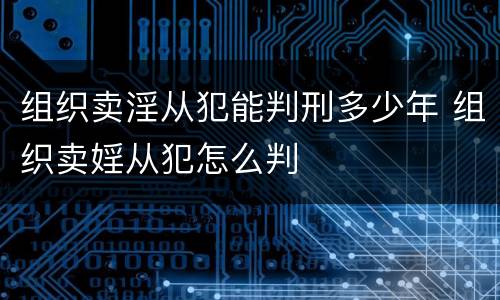 组织卖淫从犯能判刑多少年 组织卖婬从犯怎么判