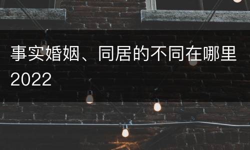 事实婚姻、同居的不同在哪里2022
