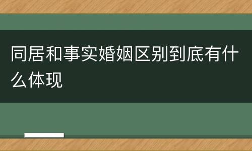 同居和事实婚姻区别到底有什么体现