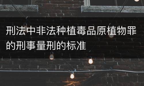 刑法中非法种植毒品原植物罪的刑事量刑的标准