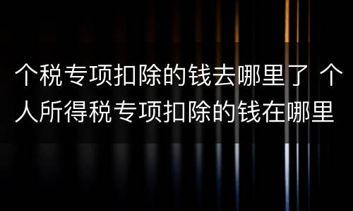个税专项扣除的钱去哪里了 个人所得税专项扣除的钱在哪里