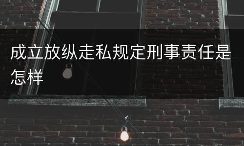 成立放纵走私规定刑事责任是怎样
