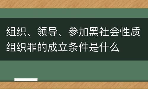 组织、领导、参加黑社会性质组织罪的成立条件是什么