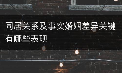 同居关系及事实婚姻差异关键有哪些表现