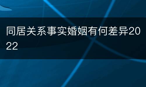同居关系事实婚姻有何差异2022
