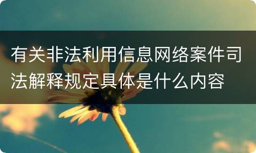 有关非法利用信息网络案件司法解释规定具体是什么内容
