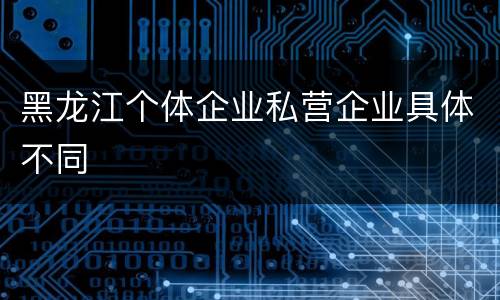 黑龙江个体企业私营企业具体不同