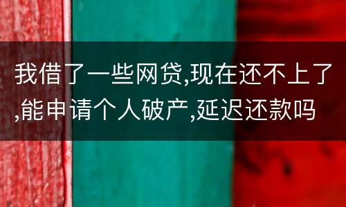 我借了一些网贷,现在还不上了,能申请个人破产,延迟还款吗