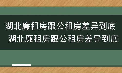 湖北廉租房跟公租房差异到底 湖北廉租房跟公租房差异到底大不大