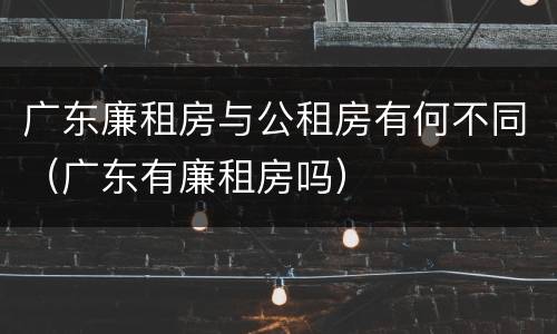 广东廉租房与公租房有何不同（广东有廉租房吗）
