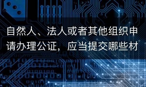 自然人、法人或者其他组织申请办理公证，应当提交哪些材料