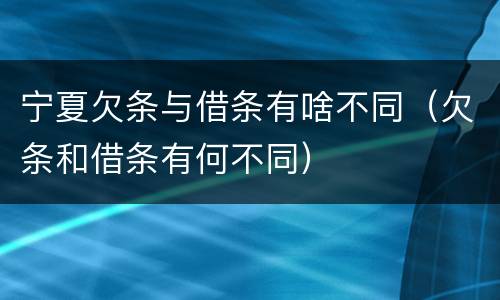 宁夏欠条与借条有啥不同（欠条和借条有何不同）
