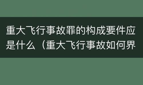 重大飞行事故罪的构成要件应是什么（重大飞行事故如何界定）