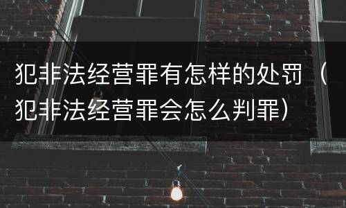 犯非法经营罪有怎样的处罚（犯非法经营罪会怎么判罪）