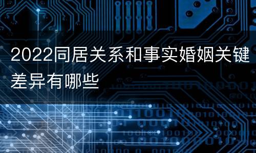 2022同居关系和事实婚姻关键差异有哪些