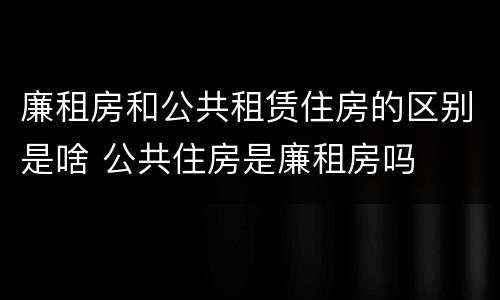 廉租房和公共租赁住房的区别是啥 公共住房是廉租房吗