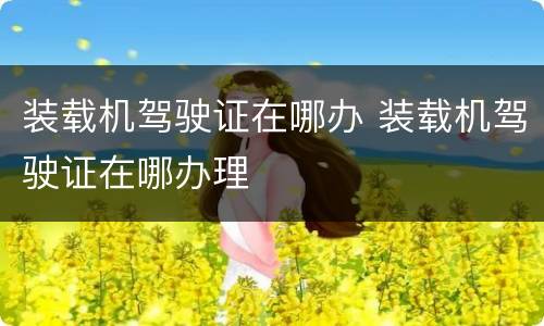 装载机驾驶证在哪办 装载机驾驶证在哪办理