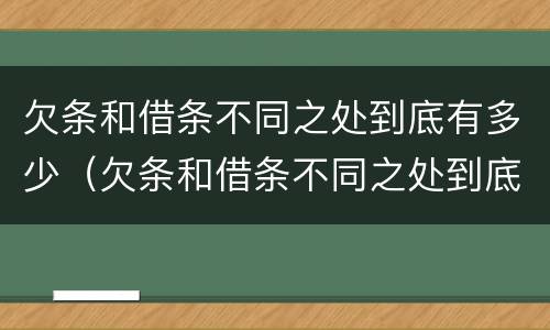 欠条和借条不同之处到底有多少（欠条和借条不同之处到底有多少钱）