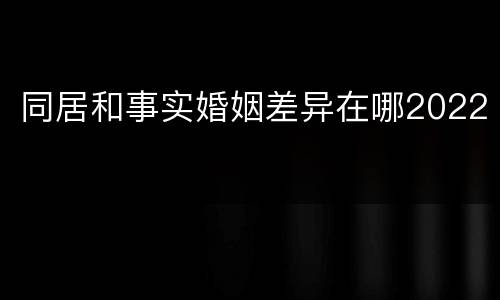 同居和事实婚姻差异在哪2022