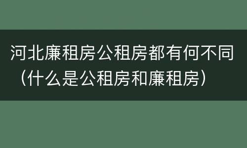 河北廉租房公租房都有何不同（什么是公租房和廉租房）