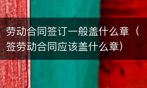 劳动合同签订一般盖什么章（签劳动合同应该盖什么章）