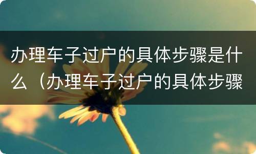 办理车子过户的具体步骤是什么（办理车子过户的具体步骤是什么意思）