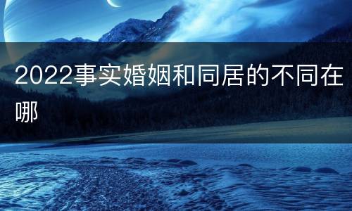2022事实婚姻和同居的不同在哪