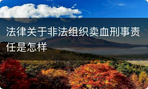 法律关于非法组织卖血刑事责任是怎样
