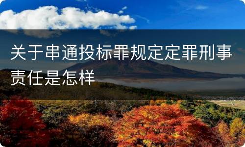 关于串通投标罪规定定罪刑事责任是怎样