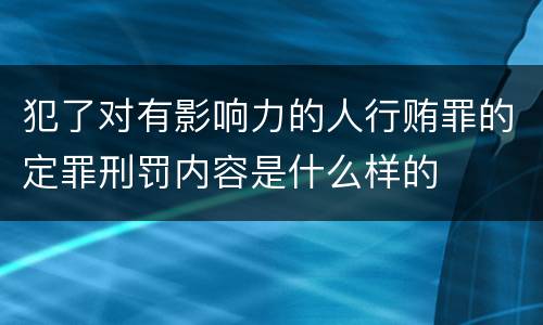犯了对有影响力的人行贿罪的定罪刑罚内容是什么样的