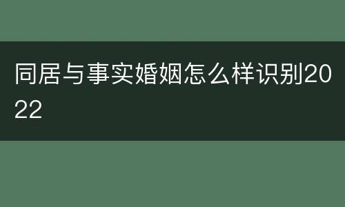 同居与事实婚姻怎么样识别2022