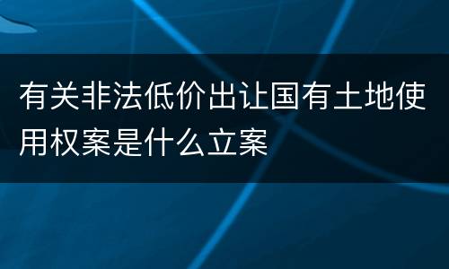 有关非法低价出让国有土地使用权案是什么立案