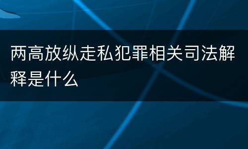 两高放纵走私犯罪相关司法解释是什么