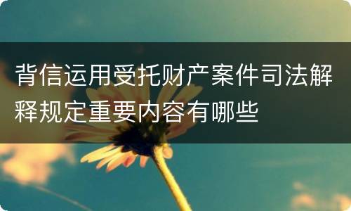 背信运用受托财产案件司法解释规定重要内容有哪些