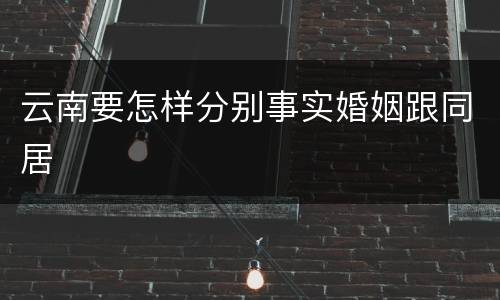 云南要怎样分别事实婚姻跟同居