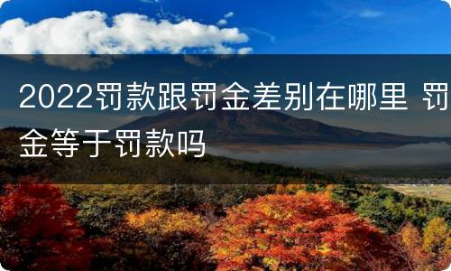 2022罚款跟罚金差别在哪里 罚金等于罚款吗