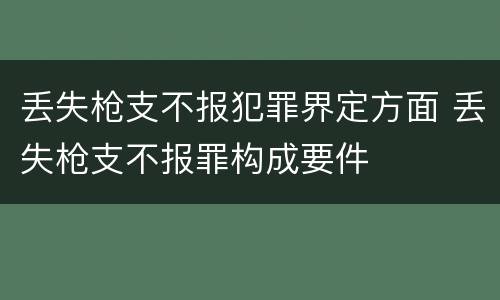 丢失枪支不报犯罪界定方面 丢失枪支不报罪构成要件