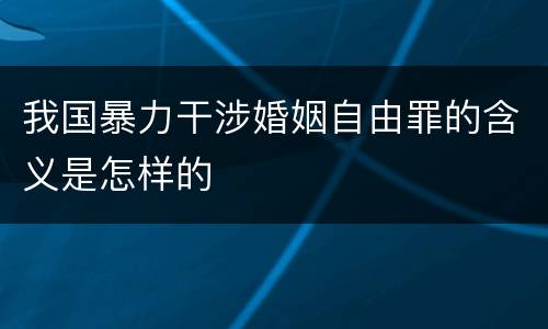 我国暴力干涉婚姻自由罪的含义是怎样的
