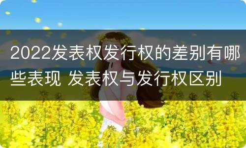 2022发表权发行权的差别有哪些表现 发表权与发行权区别