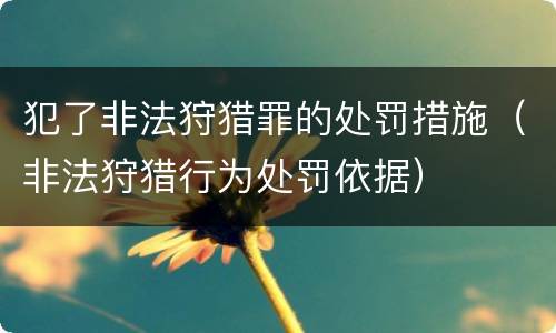 犯了非法狩猎罪的处罚措施（非法狩猎行为处罚依据）