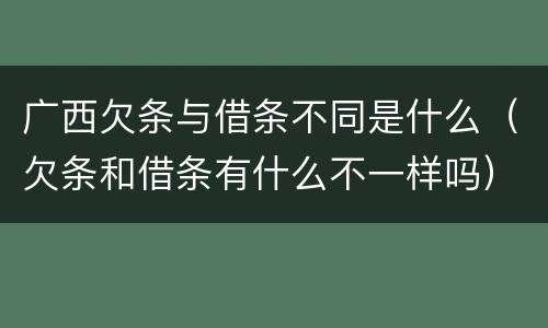 广西欠条与借条不同是什么（欠条和借条有什么不一样吗）