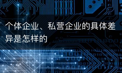 个体企业、私营企业的具体差异是怎样的