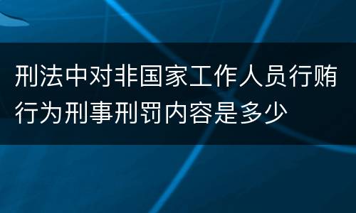 刑法中对非国家工作人员行贿行为刑事刑罚内容是多少