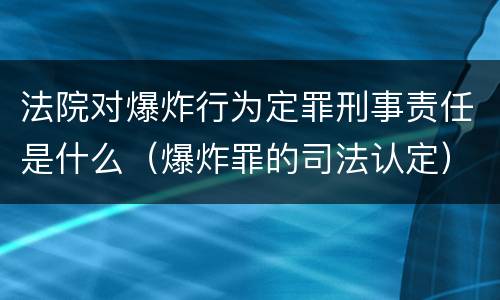 法院对爆炸行为定罪刑事责任是什么（爆炸罪的司法认定）