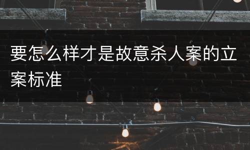 要怎么样才是故意杀人案的立案标准