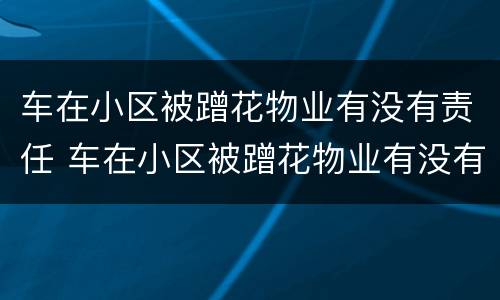 车在小区被蹭花物业有没有责任 车在小区被蹭花物业有没有责任赔偿