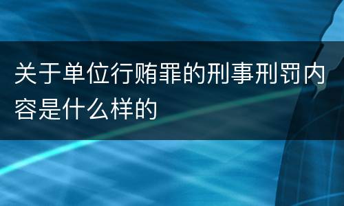 关于单位行贿罪的刑事刑罚内容是什么样的