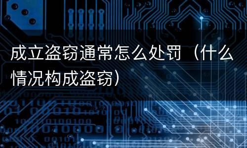 成立盗窃通常怎么处罚(什么情况构成盗窃)