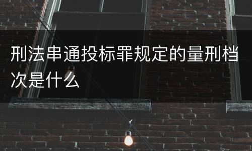 刑法串通投标罪规定的量刑档次是什么