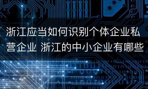 浙江应当如何识别个体企业私营企业 浙江的中小企业有哪些